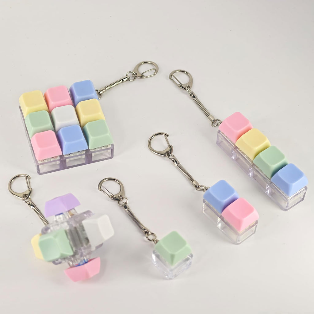XQC 5 Pack Keyboard Fidget Toy – Portable Clicking Stress Relief Keychain for Adults (Multicolor)