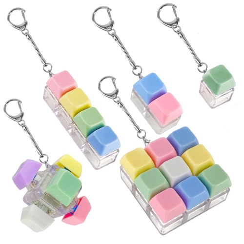 XQC 5 Pack Keyboard Fidget Toy – Portable Clicking Stress Relief Keychain for Adults (Multicolor)