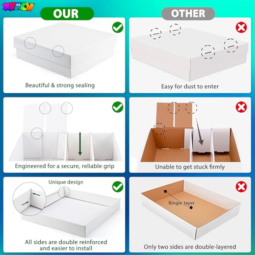 XRACV 4-Compartment Trading Card Storage Box – Holds 3200+ Cards, Waterproof Corrugated Cardboard, Easy Assembly (Bright White)