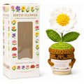 Xulvrax April Birth Flower Daisy Crochet Potted Plant Gift with Wooden Base, Cheerful Desk Decor for Mom