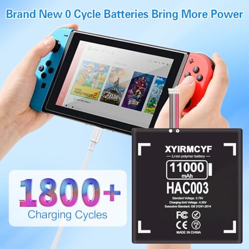 XYIRMCYF 11000mAh HAC-003 Battery Replacement for Nintendo Switch HAC-001 (2017) – New Upgrade, Long Cycle Life, with Repair Kits