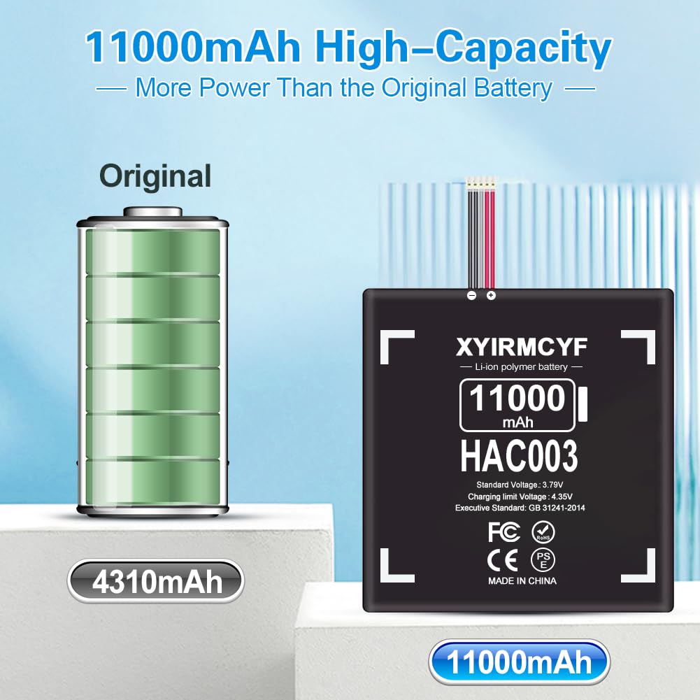 XYIRMCYF 11000mAh HAC-003 Battery Replacement for Nintendo Switch HAC-001 (2017) – New Upgrade, Long Cycle Life, with Repair Kits