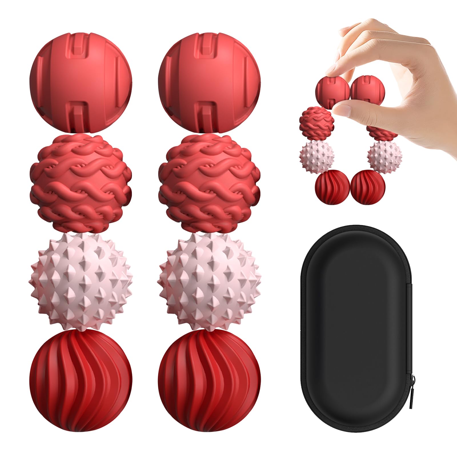 XYOFUN 8-Pack Silicone Magnetic Fidget Balls – Pink Stress Relief Sensory Toys for Adults