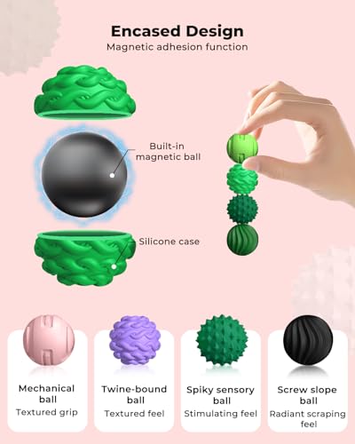 XYOFUN 8-Pack Silicone Magnetic Fidget Balls – Pink Stress Relief Sensory Toys for Adults