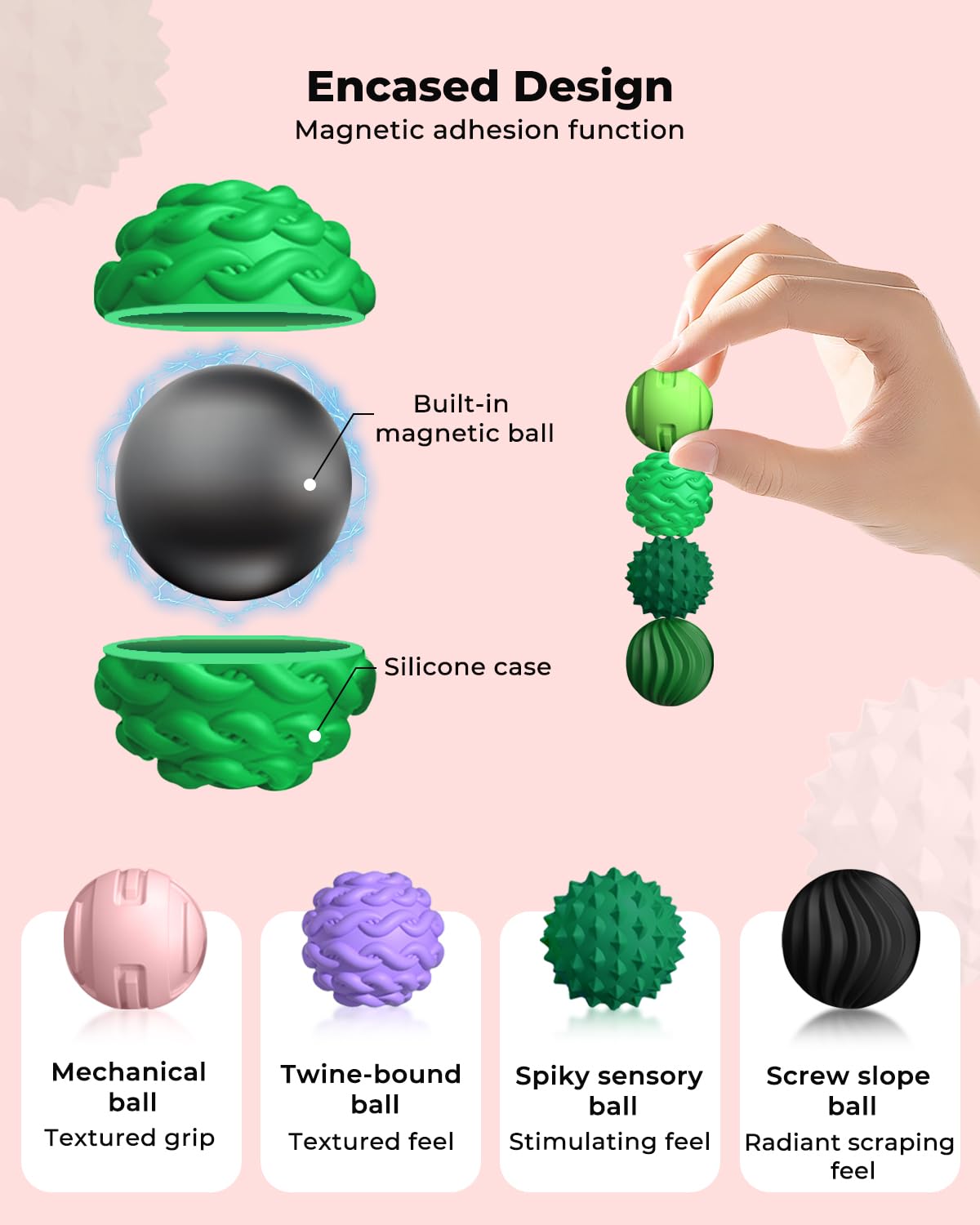 XYOFUN 8-Pack Silicone Magnetic Fidget Balls – Violet, Textured Stress Relief Toys for Office & Home