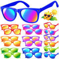 YADIYA Kids Sunglasses Bulk 12 Pack: Neon Retro Horn Rimmed UV 400 Protection
