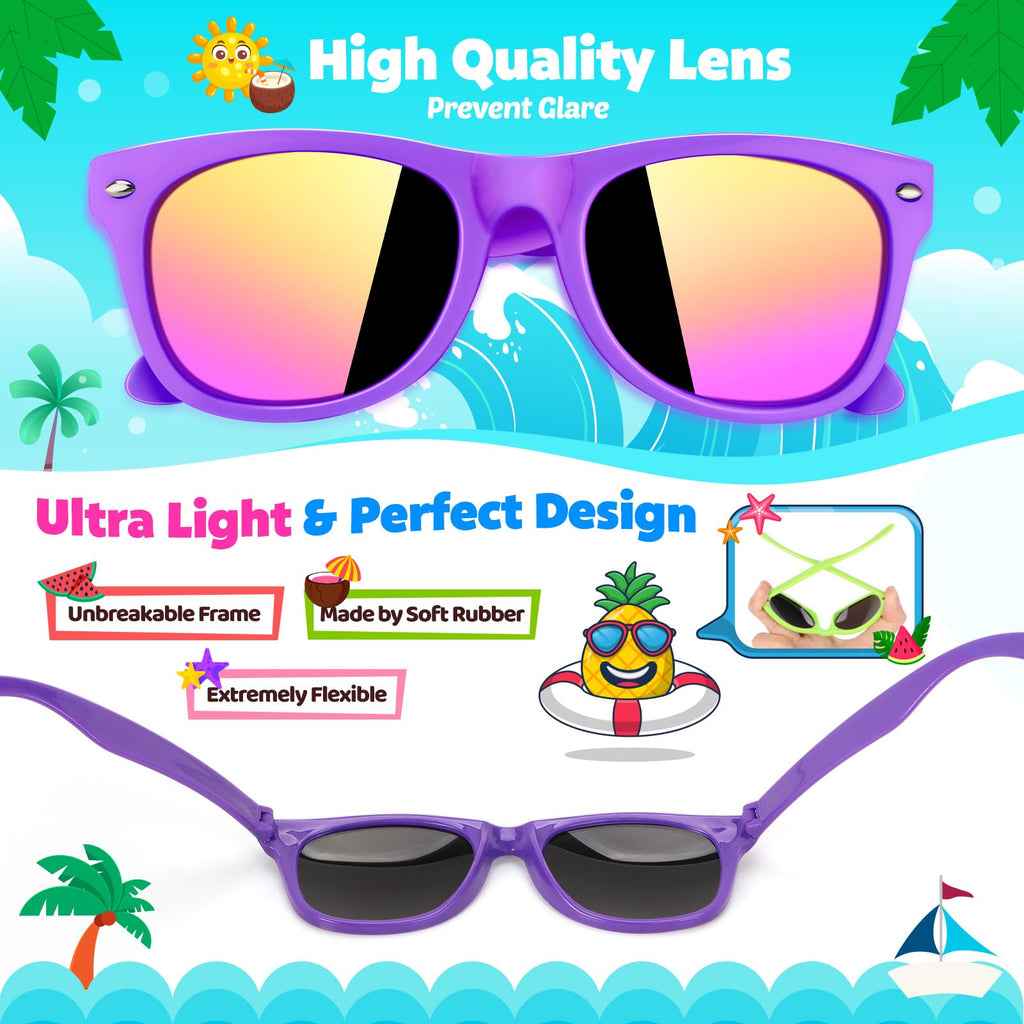 YADIYA Kids Sunglasses Bulk 12 Pack: Neon Retro Horn Rimmed UV 400 Protection