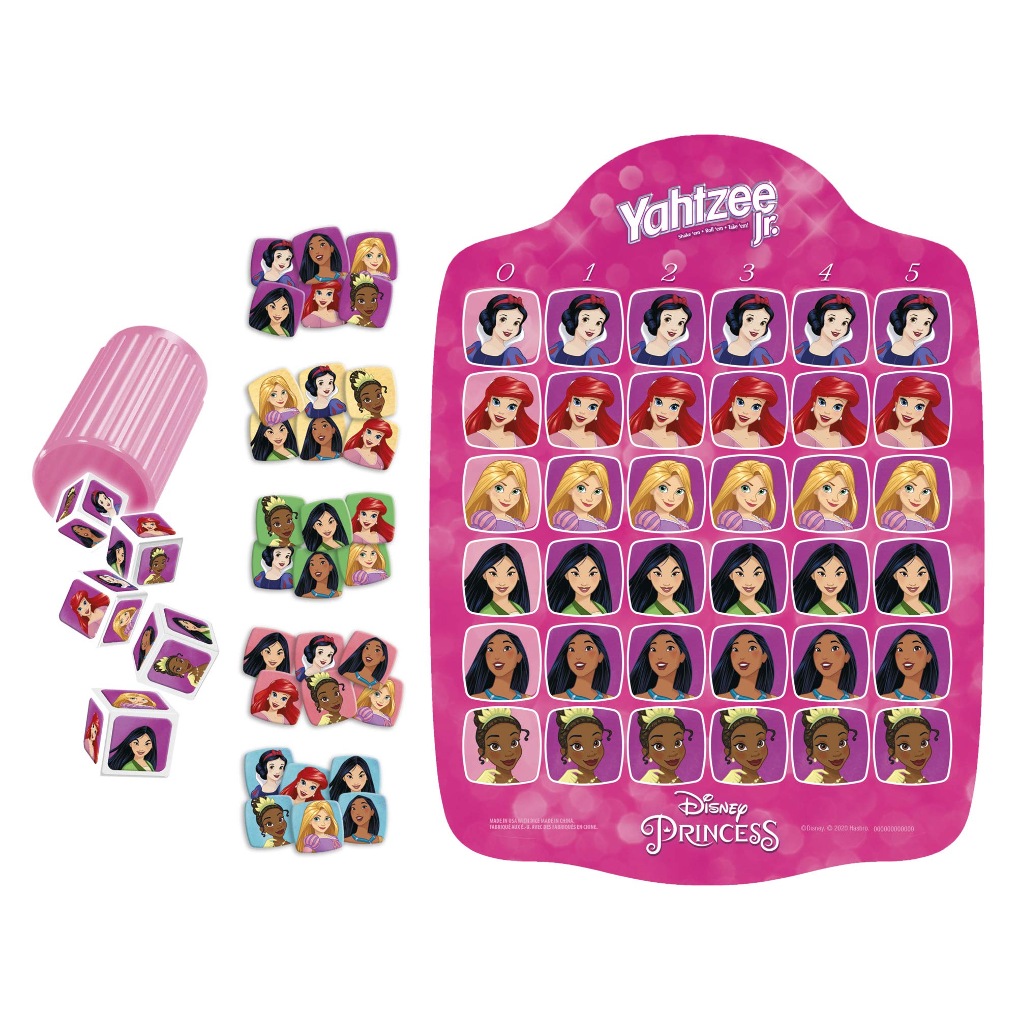 Yahtzee Jr. Disney Princess Board Game – Matching Dice Game for Kids Ages 4+ (2-4 Players)