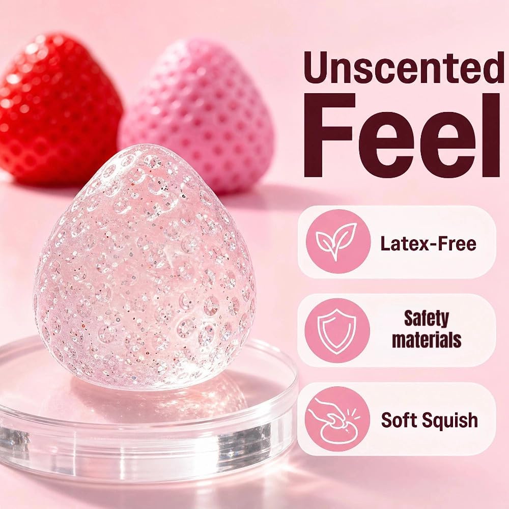 Yajouwin Strawberry Squishy Toys – 3-Pack Scented Kawaii Fidgets for Stress Relief