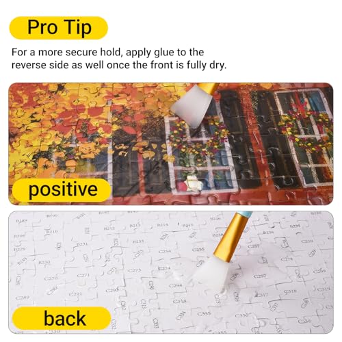 YAKAMOZ Jigsaw Puzzle Glue 120ml – Clear Water-Based Fast-Drying Adhesive with Sponge Applicator for 1000/1500/3000 Piece Puzzles
