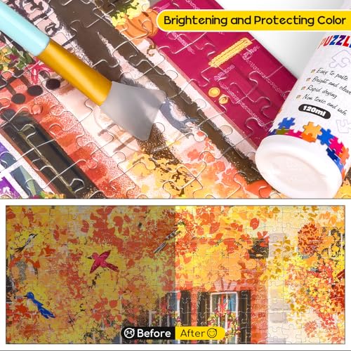 YAKAMOZ Jigsaw Puzzle Glue 120ml – Clear Water-Based Fast-Drying Adhesive with Sponge Applicator for 1000/1500/3000 Piece Puzzles