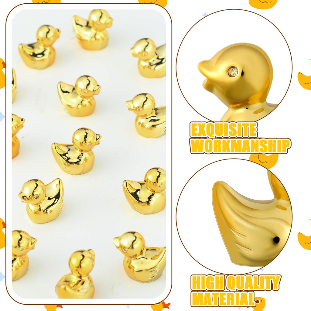Yaocom 150-Pack Mini Golden Duck Figurines - Gold Plated Metal Statues for DIY Crafts, Garden Decor, Cake Toppers, Party Favors