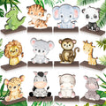 Yaomiao 12-Piece Wooden Safari Animal Table Centerpieces – Jungle Theme Cutouts for Baby Showers & Birthday Parties