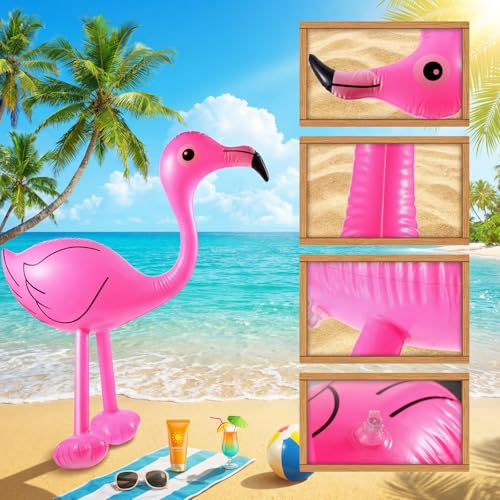 Yaomiao 6-Pack Inflatable Pink Flamingos (22 inch) for Pool Party Decorations, Luau, Bachelorette, Tropical Summer Fun