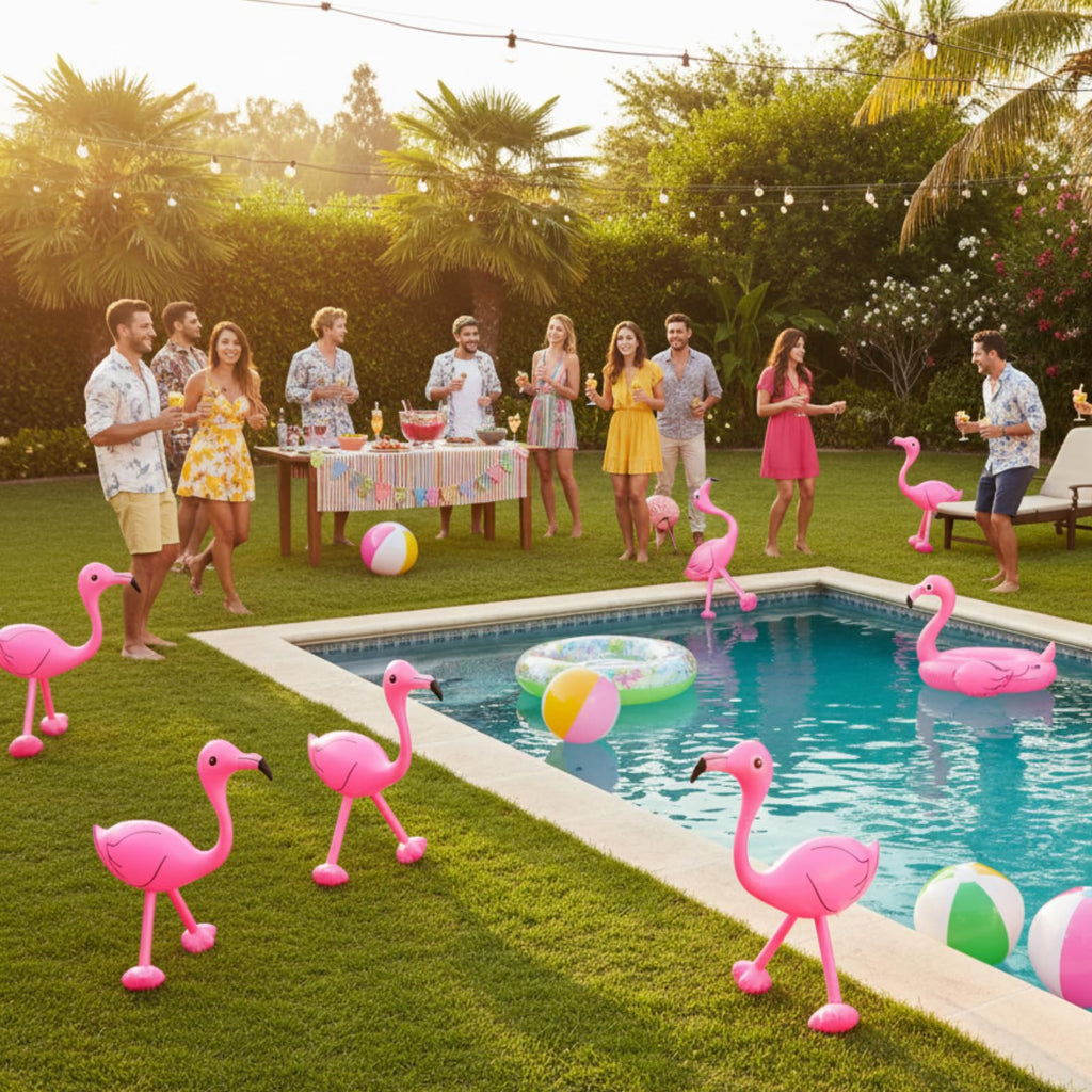 Yaomiao 6-Pack Inflatable Pink Flamingos (22 inch) for Pool Party Decorations, Luau, Bachelorette, Tropical Summer Fun