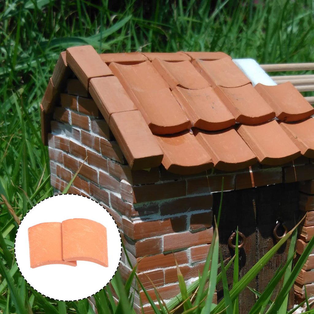 Yardwe 80-Piece Miniature Roof Tiles – 1:16 Scale Pottery Clay for Dollhouse, Diorama, and Model Building