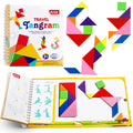 YATAOME Travel Tangram Puzzle Book – Magnetic Pattern Blocks with 240 Challenges for Kids Ages 4-8, Portable Road Trip Game