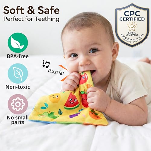 Yeeeasy Baby Tissue Box Toy - Montessori Sensory Toy for Infants 0-9 Months with Crinkle Textures and Letters
