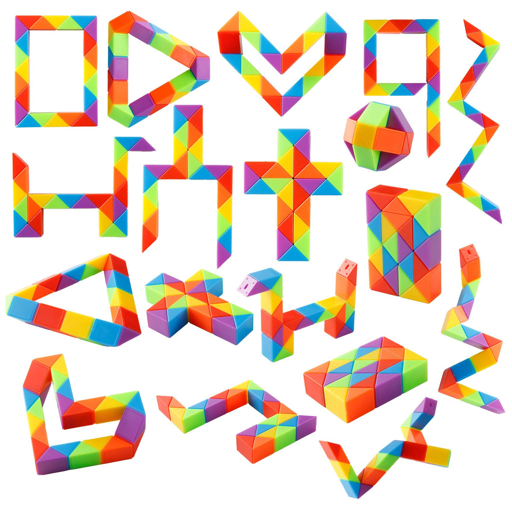 Yeetec Fidget Snake Cube - 30-Pack Rainbow Twist Puzzle Toy for Kids Party Favors, Christmas Stocking Stuffers, and Stress Relief