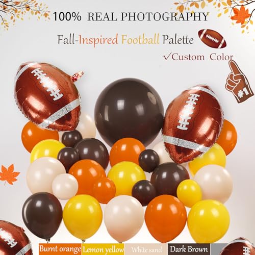 yeewaka Fall Football Season Balloon Arch Kit – 122 Pcs Orange Brown Yellow Decorations with Banner