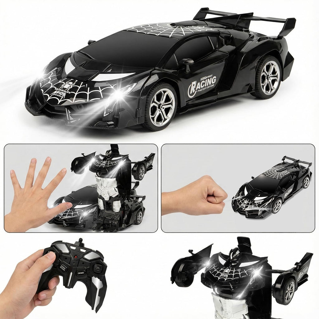 YEJUAWEN EN02 2.4GHz Gesture Control Transforming RC Car – Spider Robot & Race Car, 360° Rotation, Glow-in-the-Dark, for Kids 3-12
