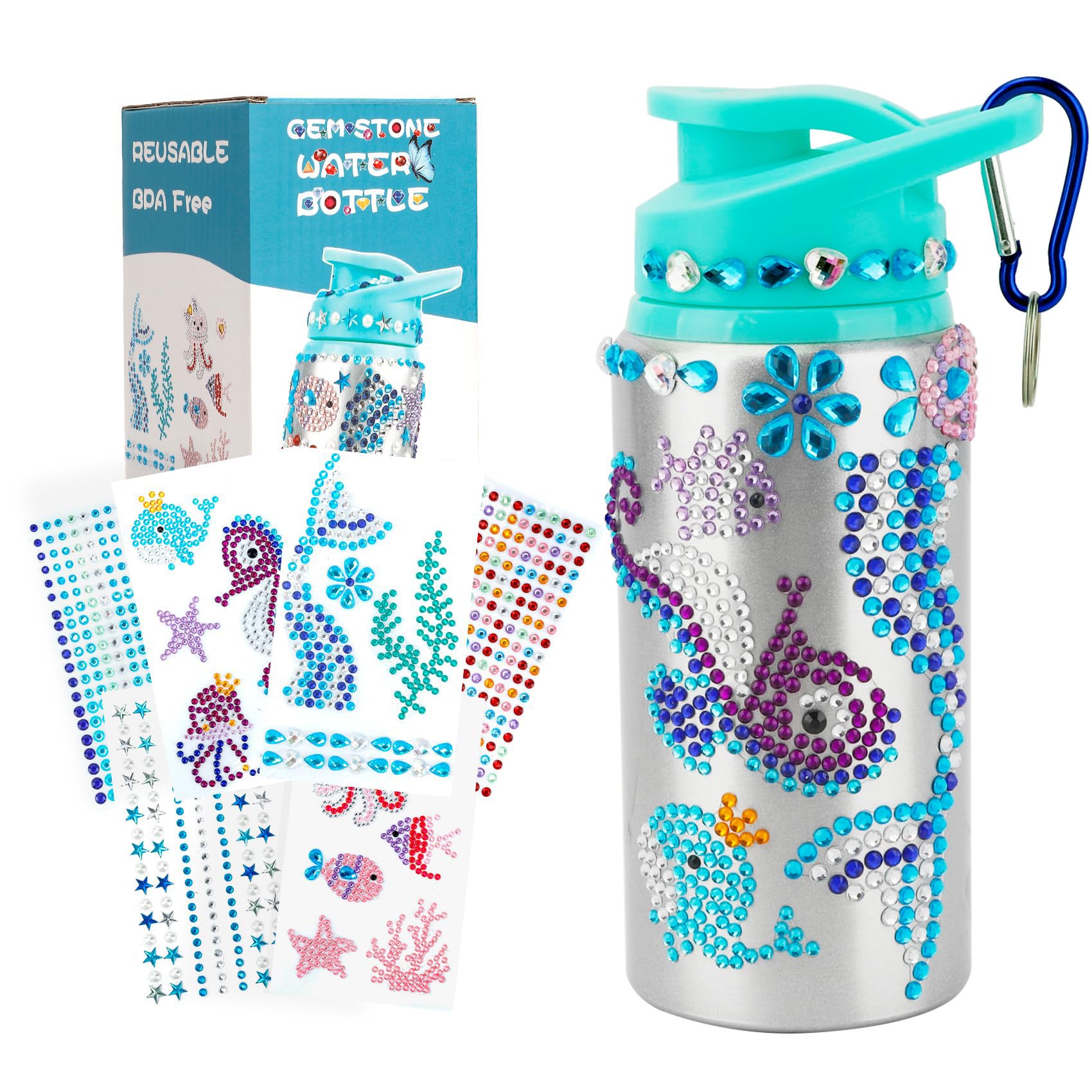 Yekepal Mermaid Gem Diamond Painting Water Bottle Kit – DIY Craft for Girls Ages 4-12