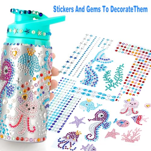 Yekepal Mermaid Gem Diamond Painting Water Bottle Kit – DIY Craft for Girls Ages 4-12