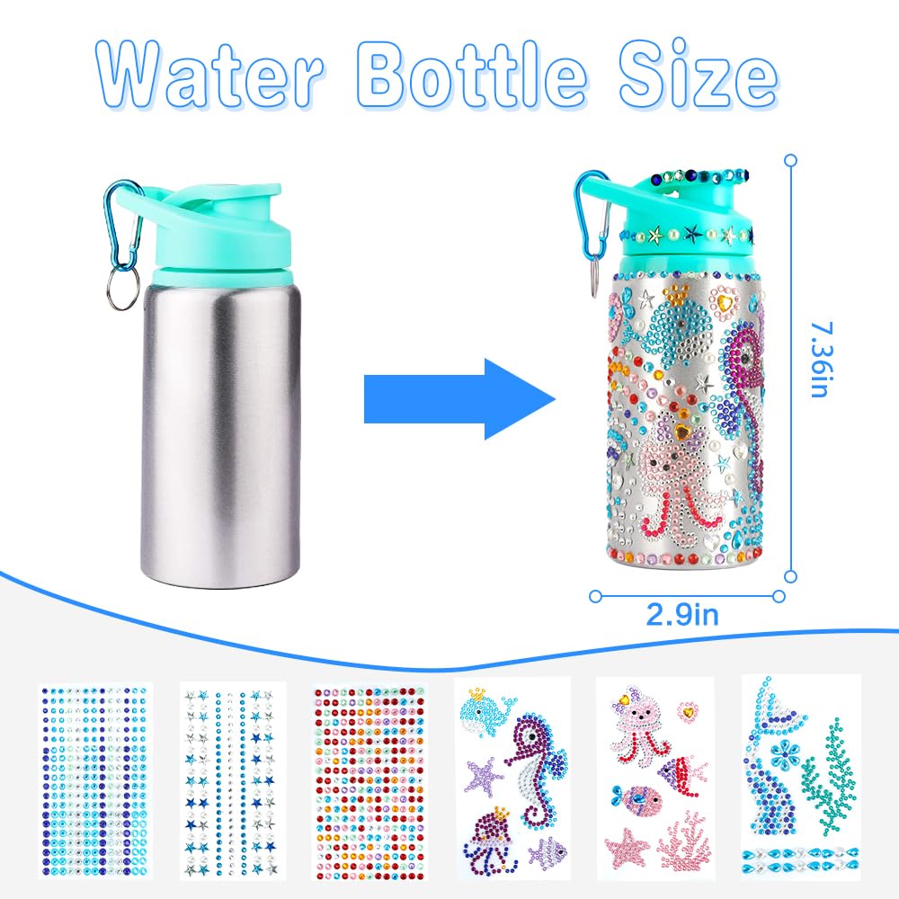 Yekepal Mermaid Gem Diamond Painting Water Bottle Kit – DIY Craft for Girls Ages 4-12