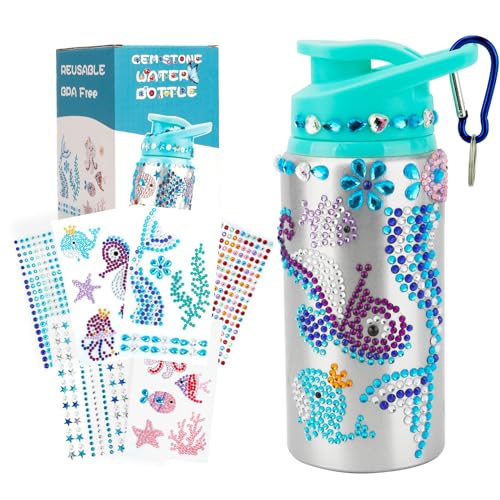 Yekepal Mermaid Gem Diamond Painting Water Bottle Kit – DIY Craft for Girls Ages 4-12