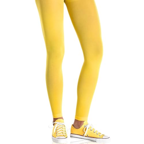 Yellow Footless Tights (Adult, Pack of 1) – Soft Stretchy Cotton for Dance, Yoga, and Daily Wear by Amscan
