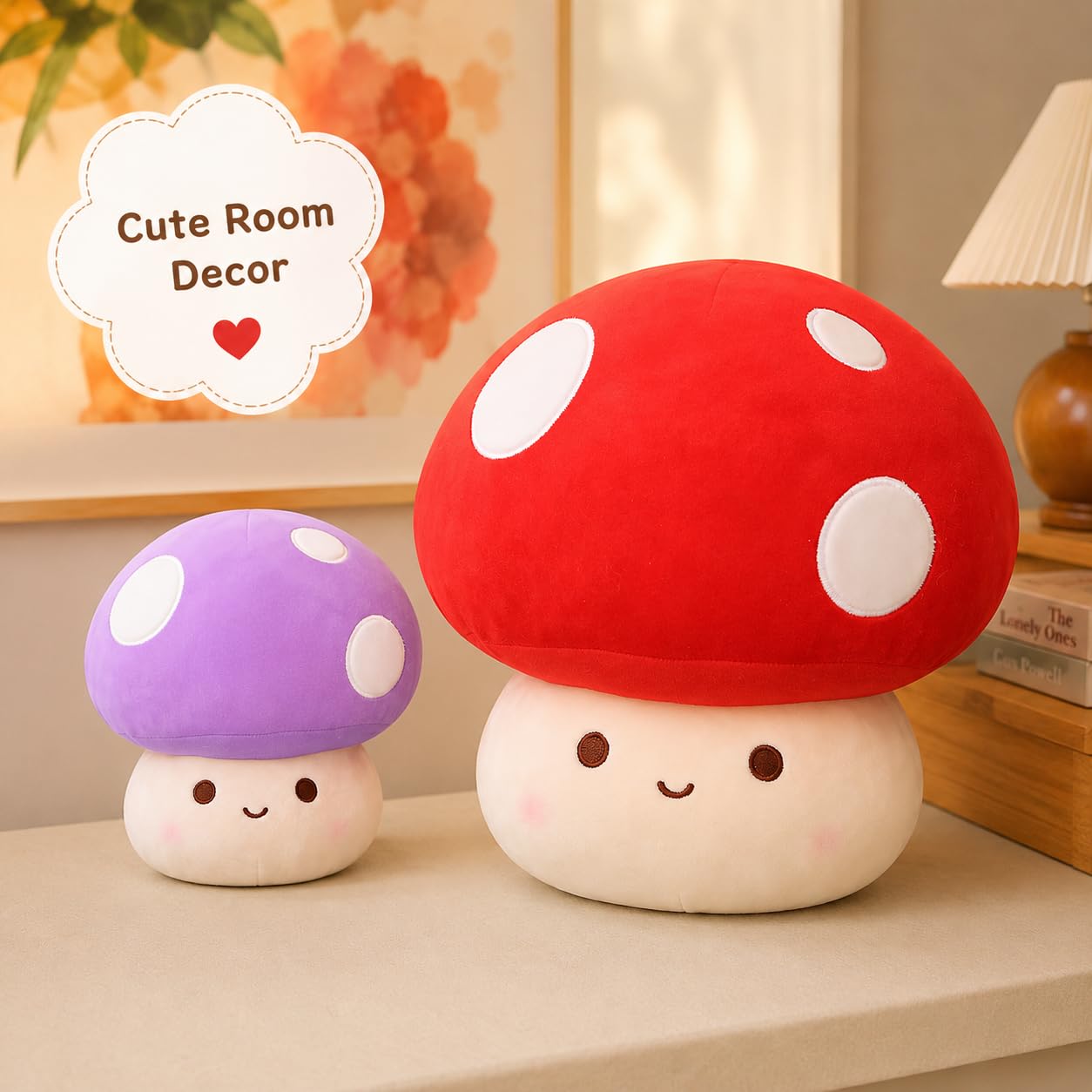 Yeqivo 10 Inch Mushroom Plush Pillow – Cute Red Mushroom Stuffed Animal, Soft Plush Toy Gift for Kids