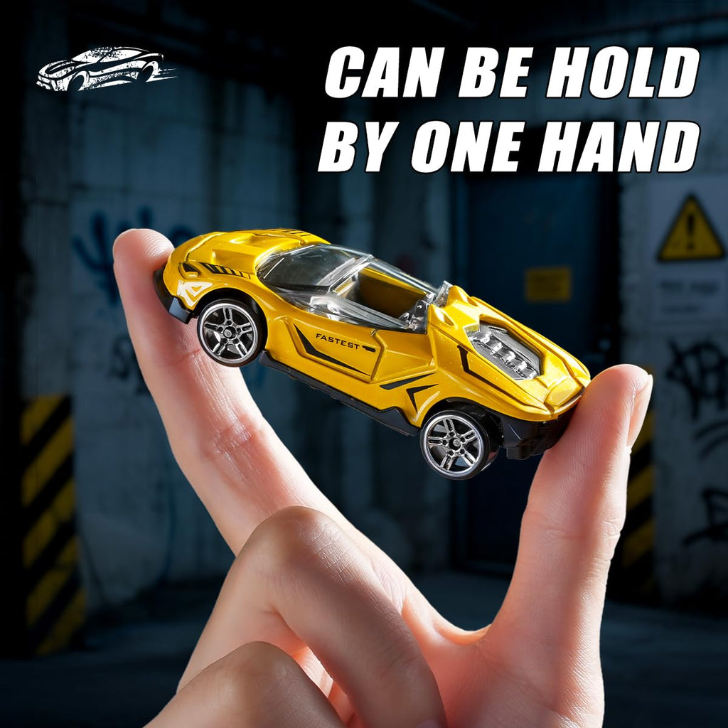 Yewkou 1:64 Scale Die-Cast Metal Toy Cars 12-Pack - Pickup, Racing, and Sports Cars for Kids Age 3+