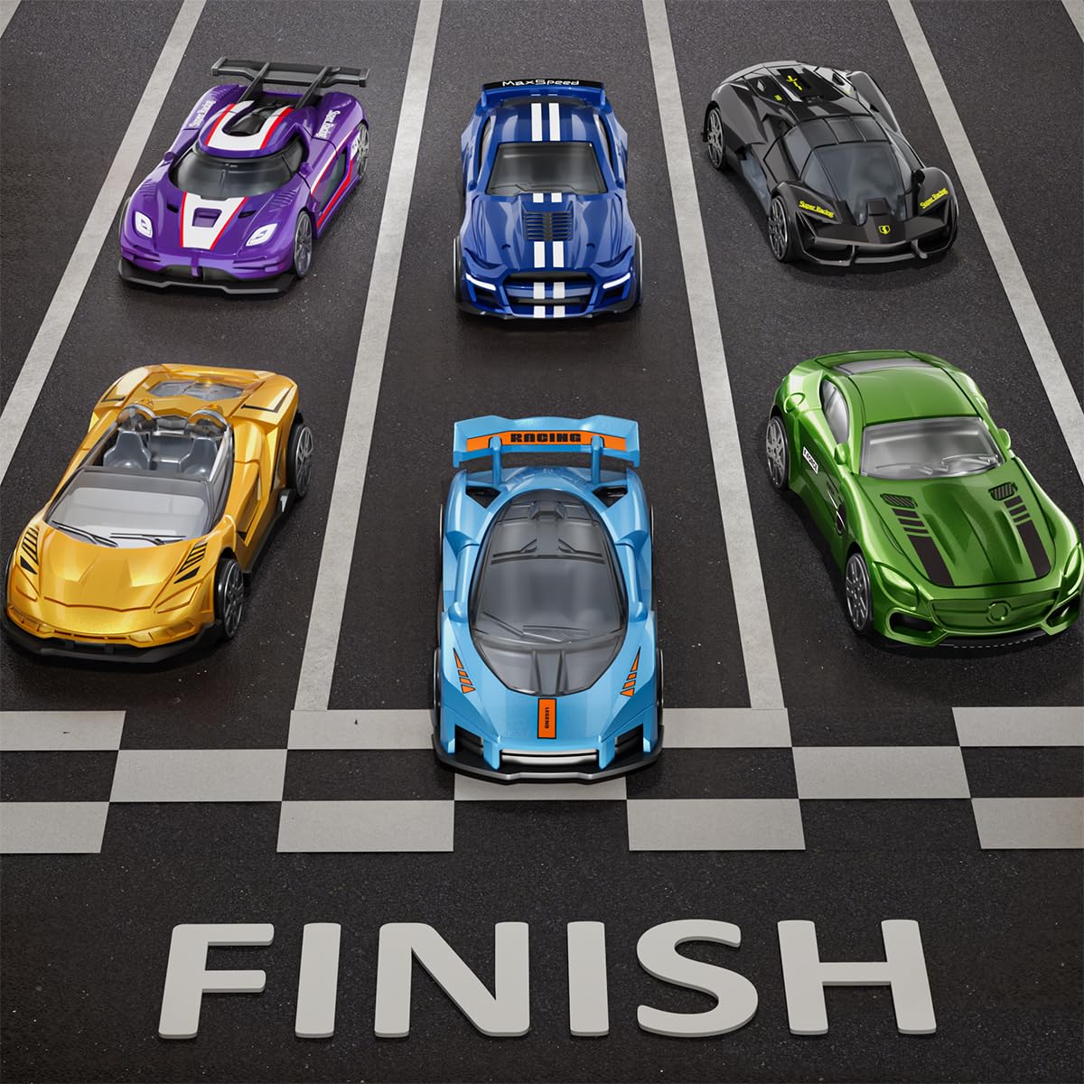 Yewkou 1:64 Scale Die-Cast Metal Toy Cars 12-Pack - Pickup, Racing, and Sports Cars for Kids Age 3+
