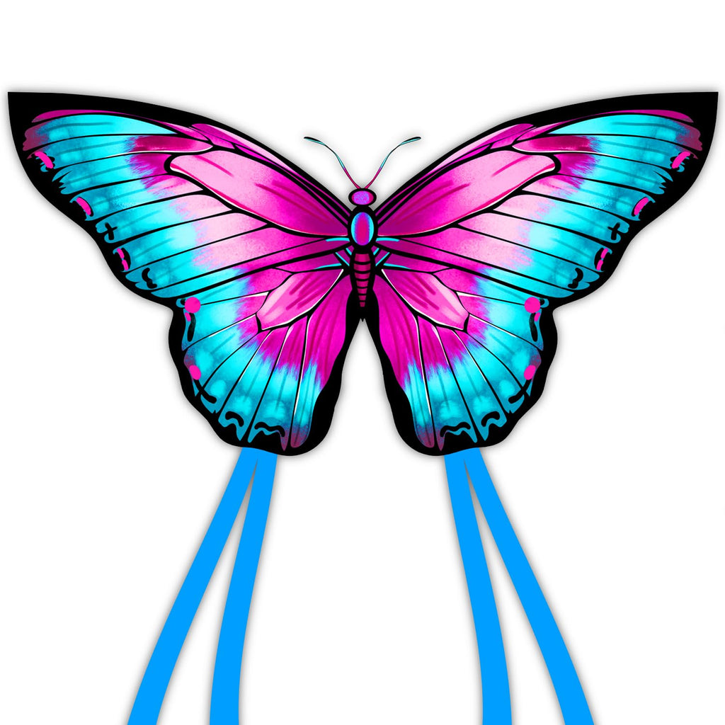 YFAFENGS Butterfly Kite for Kids & Adults – Easy to Fly with Long Tail, 55.5 Inch Purple & Blue