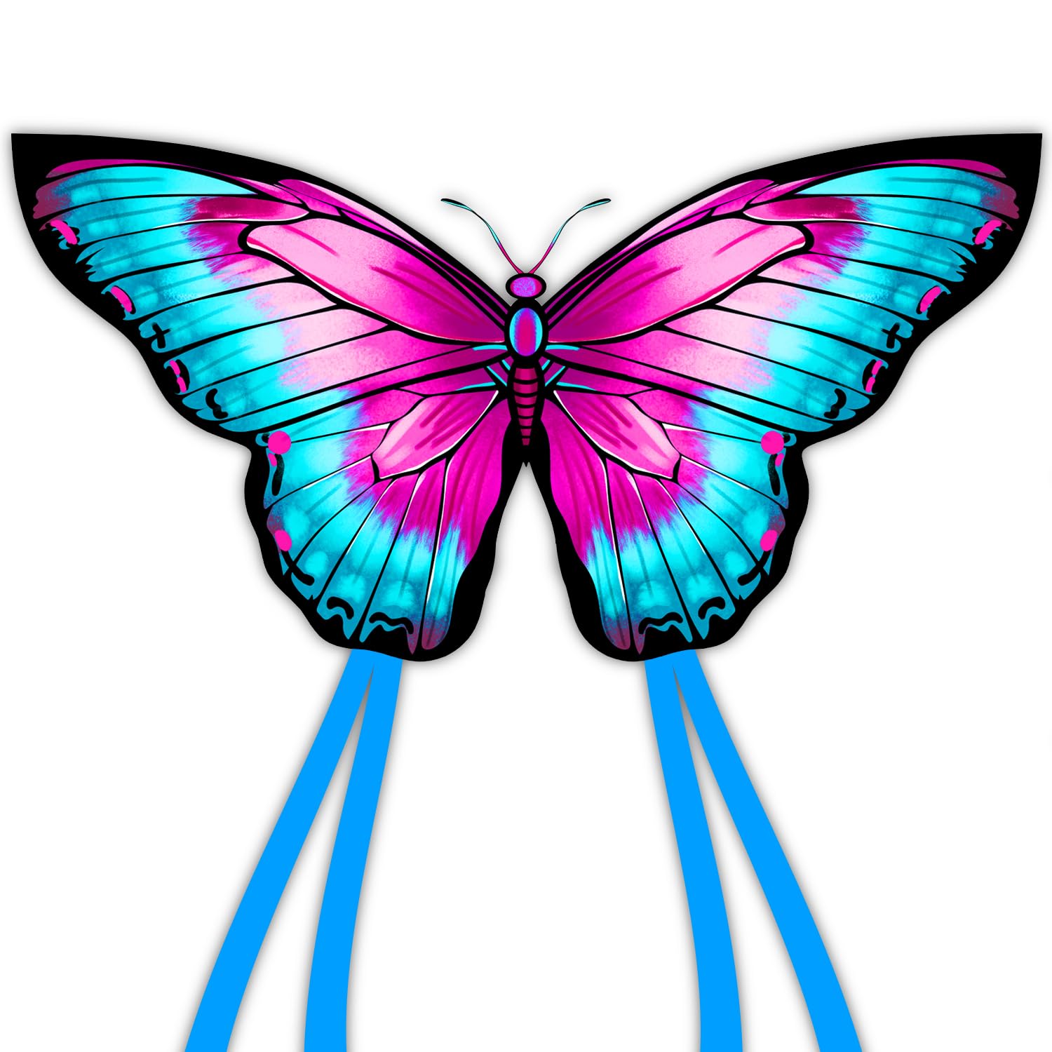YFAFENGS Butterfly Kite for Kids & Adults – Easy to Fly with Long Tail, 55.5 Inch Purple & Blue
