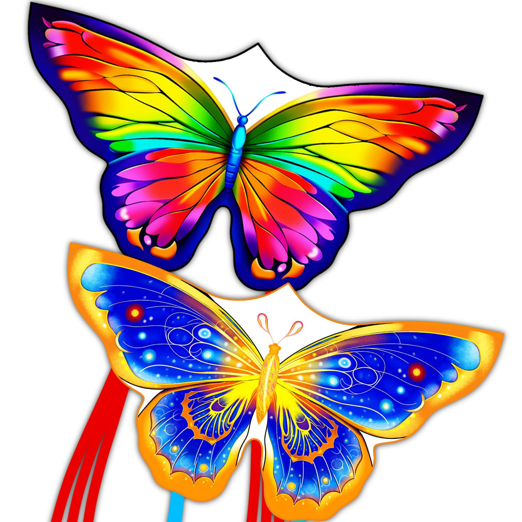 YFAFENGS Double Kite Set: Butterfly & Skull Kites for Kids and Adults, Easy to Fly and Portable