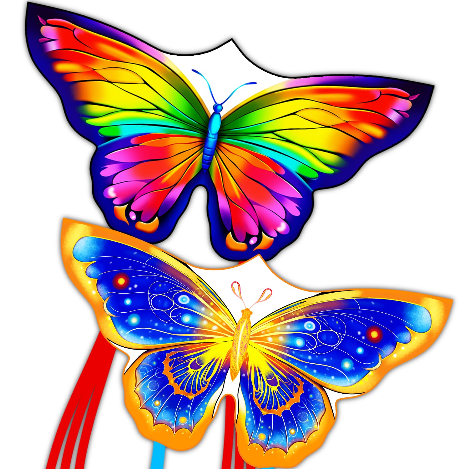 YFAFENGS Double Kite Set: Butterfly & Skull Kites for Kids and Adults, Easy to Fly and Portable
