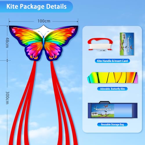 YFAFENGS Double Kite Set: Butterfly & Skull Kites for Kids and Adults, Easy to Fly and Portable