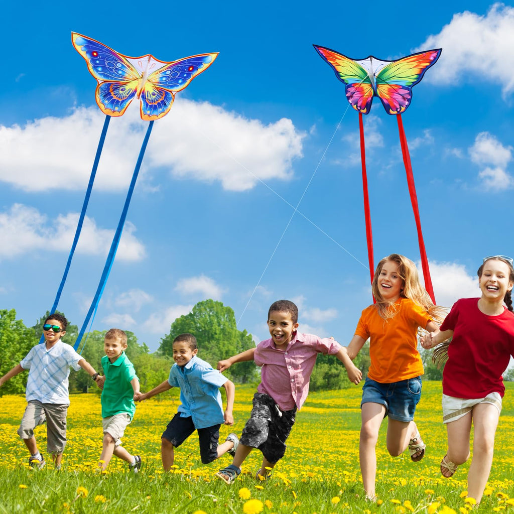 YFAFENGS Double Kite Set: Butterfly & Skull Kites for Kids and Adults, Easy to Fly and Portable