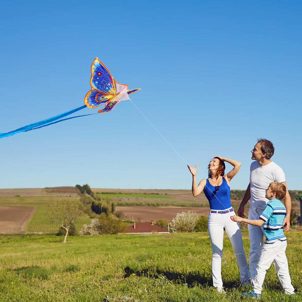 YFAFENGS Double Kite Set: Butterfly & Skull Kites for Kids and Adults, Easy to Fly and Portable