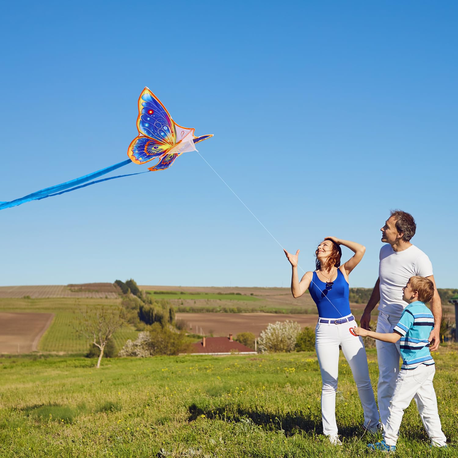 YFAFENGS Double Kite Set: Butterfly & Skull Kites for Kids and Adults, Easy to Fly and Portable
