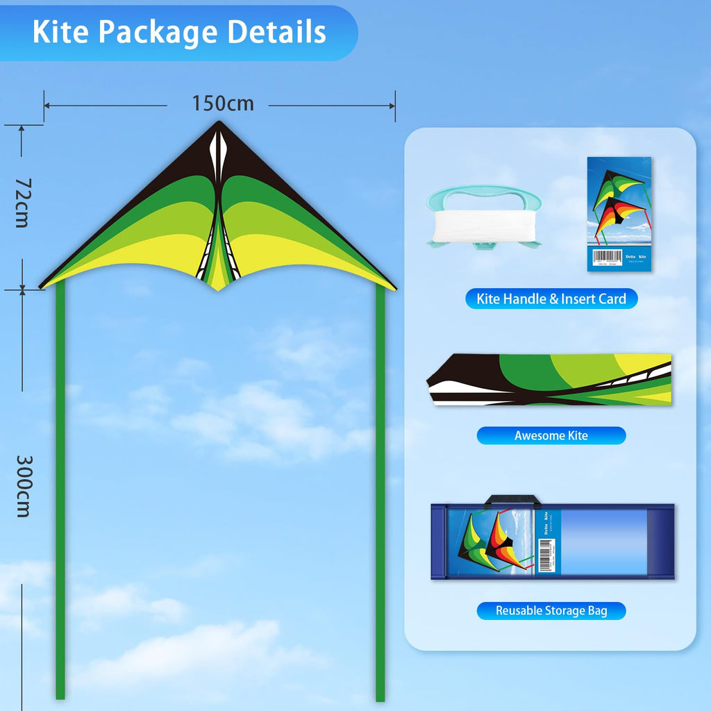 YFAFENGS Large Delta Kite for Kids & Adults – Easy to Fly with Line and Handle, Ripstop Polyester