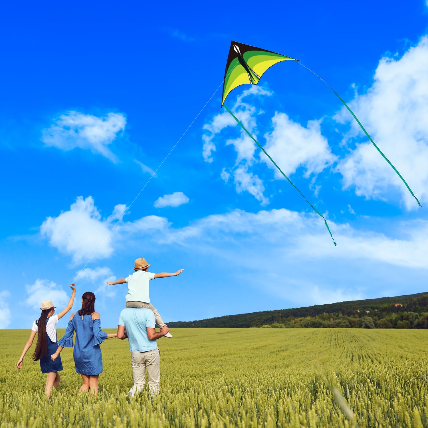 YFAFENGS Large Delta Kite for Kids & Adults – Easy to Fly with Line and Handle, Ripstop Polyester