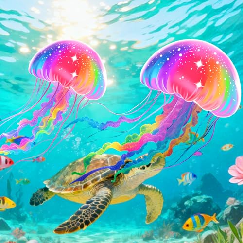 YFAFENGS Large Jellyfish Kite – Easy to Fly for Kids & Adults, Colorful Ripstop Polyester