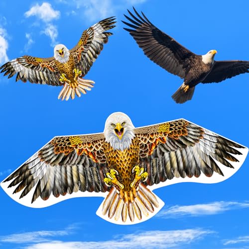 YFAFENGS Realistic Bald Eagle Kite – Durable Polyester Kite for Adults & Kids, Easy to Fly at Beach or Park
