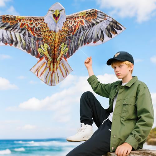 YFAFENGS Realistic Bald Eagle Kite – Durable Polyester Kite for Adults & Kids, Easy to Fly at Beach or Park