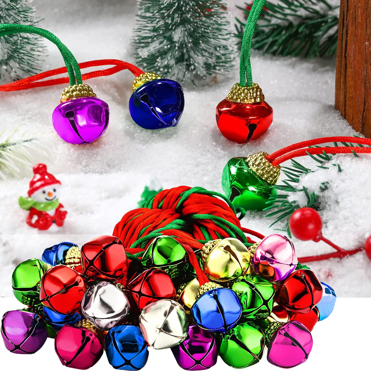yfstyle Christmas Bell Necklace and Bracelet Set – 16-Piece Jingle Bell Jewelry for Parties and Costumes