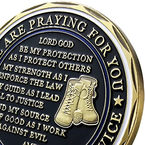YGLLSSY Saint Michael Police Prayer Challenge Coin – Thin Blue Line Thank You Gift with Display Case