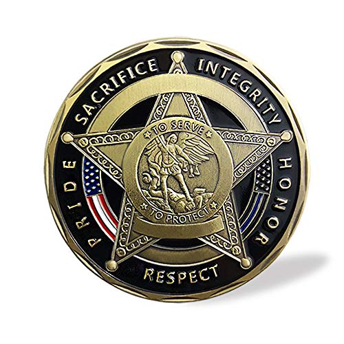YGLLSSY Saint Michael Police Prayer Challenge Coin – Thin Blue Line Thank You Gift with Display Case
