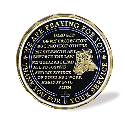 YGLLSSY Saint Michael Police Prayer Challenge Coin – Thin Blue Line Thank You Gift with Display Case